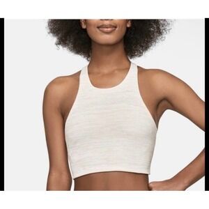 Outdoor Voices Space Dye High Neck Racerback Sports Bra Cream Tan XS